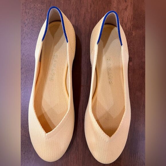 Rothy’s The Flat Lemon Drop Knit Ballet Flats Yellow Round Toe Sz 6 Eco Slip-On - Picture 4 of 7
